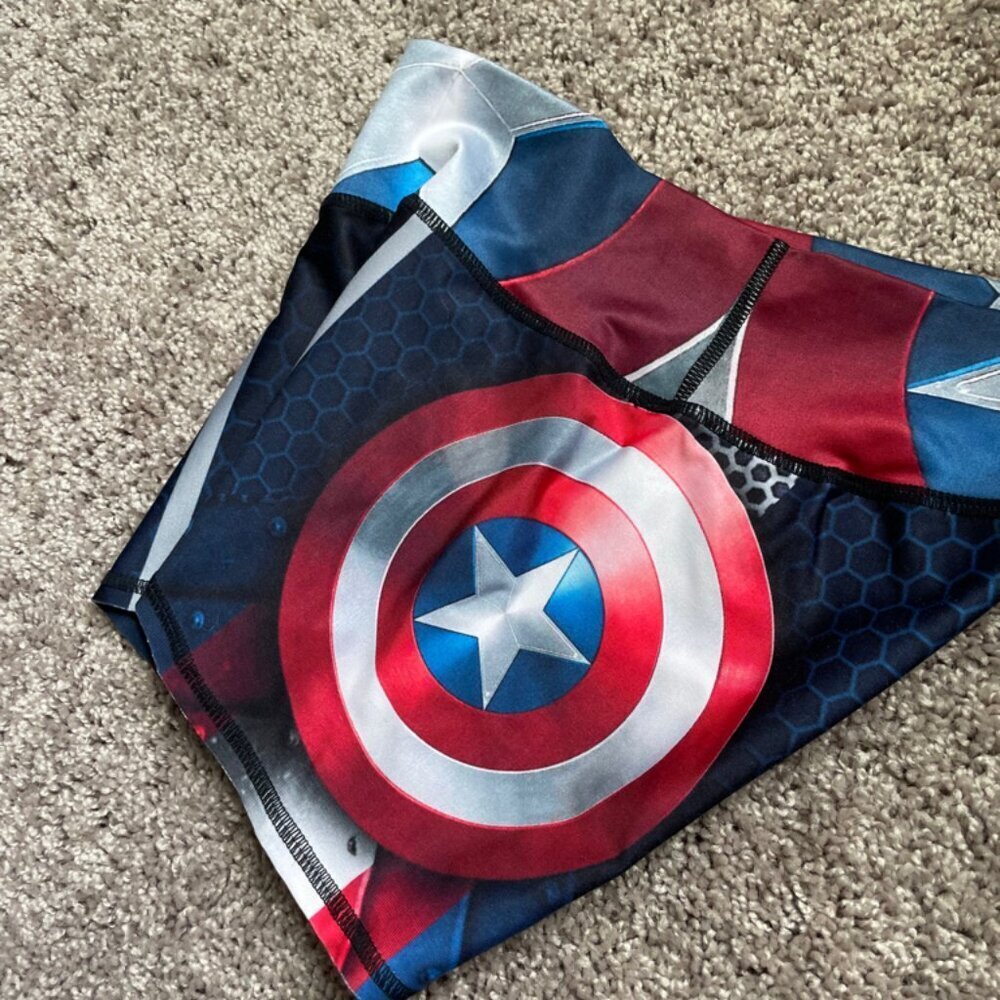 BOOTY LEGGINGS CAPTAIN AMERICA SZ S MADE IN COLOMBIA BUTT LIFT TUMMY CONTROL - Picture 3 of 9